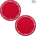 2PCS Bling Cup Holder Coaster, 2.75 Inch Auto Car Cup Holder Insert Coasters, Soft Silicone Anti-Slip Shockproof, Universal Vehicle Interior Accessories for Women Girls (Red & White)