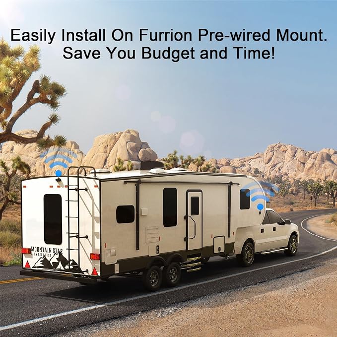 HD Wireless RV Backup Cameras System, 7" Split-Screen Monitor, 1 Rear View + 2 Side Cameras, IR Night Vision Recording Waterproof Compatible with Furrion Pre-Wired RV Truck Trailer - DW7Y503