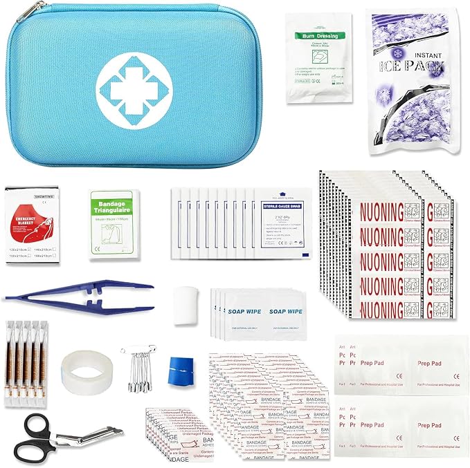 276PCS Small Travel First Aid Kit Supplies for Business, First Aid Kits Backpacking Essentials Items Trauma First Aid Survival Kits for Home Outdoor Adventure, Blue