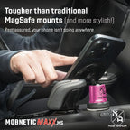 MobNetic Maxx MS - MagSafe Compatible Car Phone Mount w/ 90º Tilt, 360º Rotation & Durable Aluminum Build, Magnetic Holder for iPhone & Android Devices, USA Assembled - Pink
