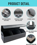 Car Trunk Organizer for SUV and Sedan, Blue-Gray, 29.5 inches | Unique Blue‑Gray Plaid, Extra Large, Leather Storage Box, Magnetic Lid, Collapsible & Adjustable, Water‑Resist & Dust‑Proof