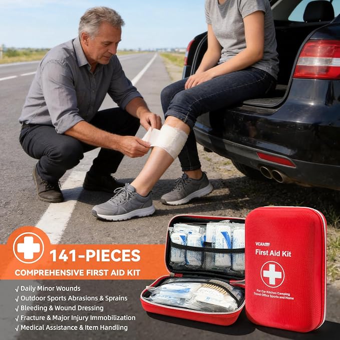 Jump Starter with Air Compressor Car Emergency Kit for Women, Men, Teen | All-in-One Car Safety Kit,First Aid Kit,Snow Brush&Ice Scraper for Winter,Car Emergency Kits for Vehicles,Road Trip Essential