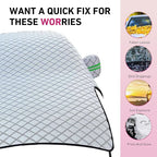 Car Half Car Cover Sunshade, Windshield Hood Front Window All-Season Protection Waterproof Dustproof Frostproof Car Cloth, Outdoor Foldable Protective Cover, Universal for Cars (Silver)