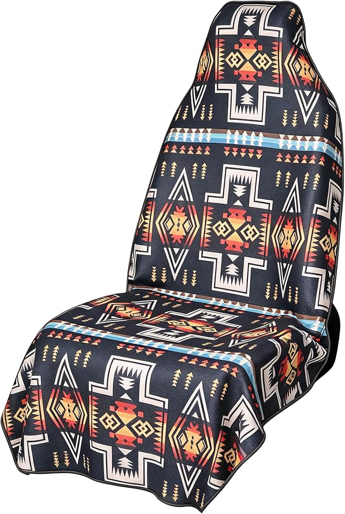 Car Seat Cover Towel for Front Seats Non-Slip with Headrest Pocket & Strap | Universal Fit for Cars Truck SUV|Car Seat Hoodie & Phocho Perfect After Gym Workout, Beach,Yoga and Running|Anti-dog Scratch