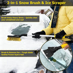 32" Aluminum Snow Brush & Ice Scraper 2-in-1 Winter Car Tool with Non-Slip Foam Grip and Scratch-Free Bristles for Cars, SUVs & Trucks, Yellow