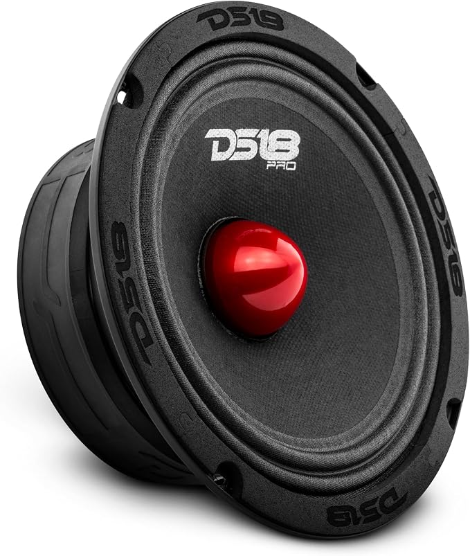 PRO-GM6.4B Loudspeaker - 6.5", Midrange, Red Aluminum Bullet, 480W Max, 140W RMS, 4 Ohms - Premium Quality Audio Door Speakers for Car or Truck Stereo Sound System (1 Speaker)