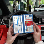 Car Registration and Insurance Card Holder, Vehicle License Document Glove Box Compartment Organizer, Essential Car Wallet Case for Driver Auto Owners (Carbon Blue)