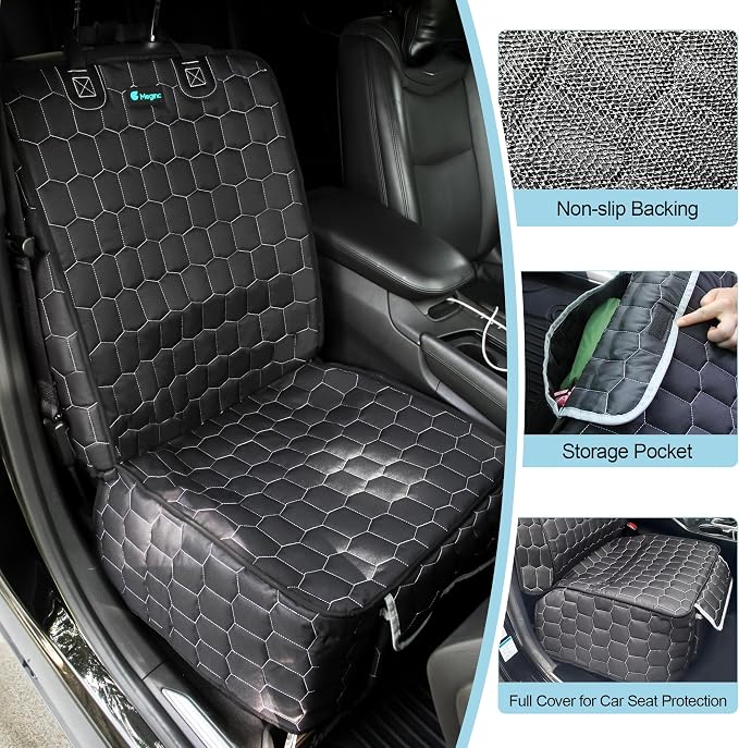 Front Seat Covers for Cars,Waterproof Car Seat Protector with Side Flaps 600D Fabric Front Seat Dog Cover for Trucks Vans SUVs Sedans, Non Slip Scratch Proof Seat Covers for Dogs in Car