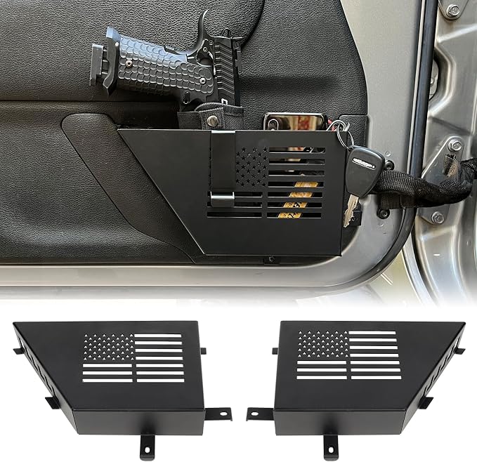 MAIKER Metal Front Door Storage Box, Door Side Insert Organizer Box Pockets for 2007-2018 Jeep Wrangler JK JKU 2/4 Door 2pcs(Black)