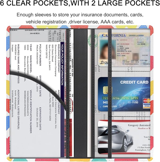 Premium Car Registration & Insurance Card Holder with Magnetic Shut, Vehicle Glove Box Car Organizer - For Documents, Cards, License (Heart symbol)