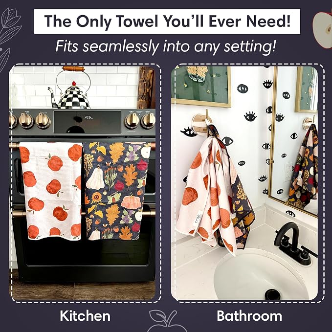 Double Sided Microfiber Hand Towels, 17x27 Inches Waffle Design Kitchen Towels Set, Durable & Soft Fast Drying Hand Wash Cloth and Dishcloth for Everyday Use at Home (Jonny & Gather- Blue/Multi)