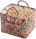 Floral Fabric Storage Basket Car Interior Storage Basket Underwear Sundries Laundry Baskets Supplies Home Organizer Bag (green retro floral)