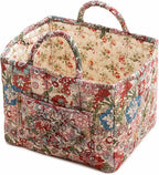 Floral Fabric Storage Basket Car Interior Storage Basket Underwear Sundries Laundry Baskets Supplies Home Organizer Bag (green retro floral)
