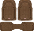 FlexTough Deep Dish All-Weather Floor Mats, Waterproof Trim-To Fit Mats for Cars, Trucks, SUVs - Universal Automotive Floor Liners, Car Accessories, Brown
