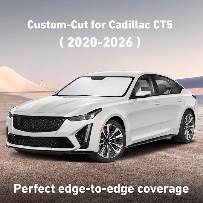 Windshield Sunshade Compatible for Cadillac CT5 2020-2024 2025 2026, Sun Visor for Front Windshield & Window Sun Shade Cover, UV Heat Blocker & Protector, Car Accessories