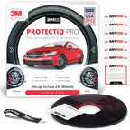 PROTECTiQ PRO Universal Rim Protection Trim - Curb Rash Guard with Award-Winning Patented Design and Premium 3M Tape - Fits Up to 4X 24 Wheels, Cars, Trucks, SUVs - Black
