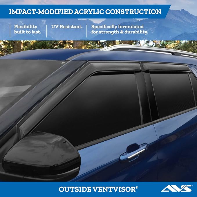 Auto Ventshade [AVS] Outside Mount Rain Guards for 2019-2026 Chevrolet Silverado - GMC Sierra 1500; 2020-2026 SIL/Sir 2500 & 3500, Crew CAB ONLY | Window Vent Visors, 4 pcs. - Smoke | 94805