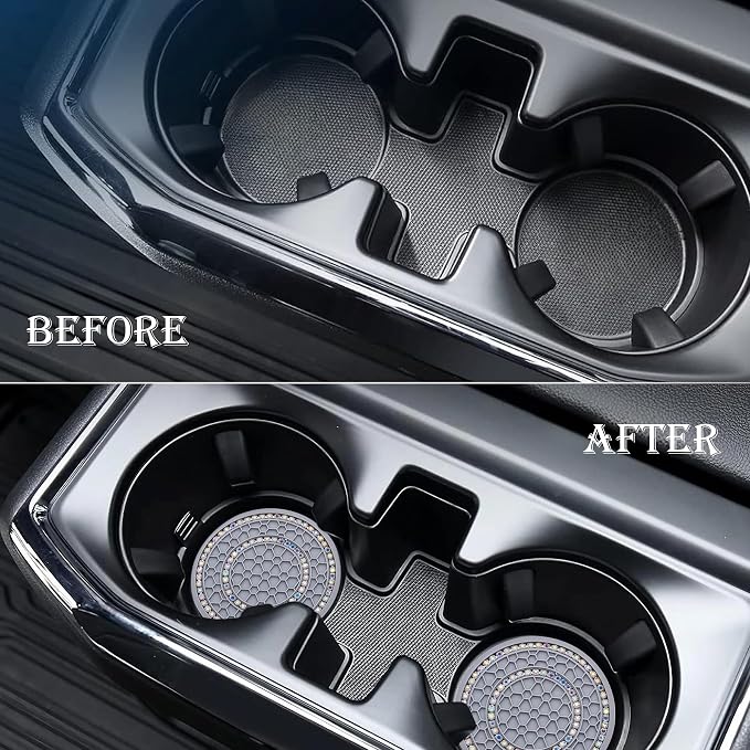 2PCS Bling Crystal Rhinestone Cup Holder Coaster, 2.75 inch Soft Silicone Anti-Slip Shockproof, Car Cup Holder Insert Coasters, Universal Car Interior Accessories for Women (Gray & Colorful)