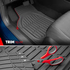 FlexTough LITE Rubber Car Mats Full Set - All Weather Floor Mats for Trucks, Cars & SUVs - Automotive Waterproof Gray Car Floor Mats for Cars Interior Accessories Universal Trim-to-Fit