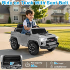 Licensed Chevrolet Colorado Electric Car for Kids, 12V Ride on Toys for Toddlers with Remote Control, Battery Powered Electric Car Ride On Vehicle w/Bluetooth, Soft Start, LED Lights - Gray