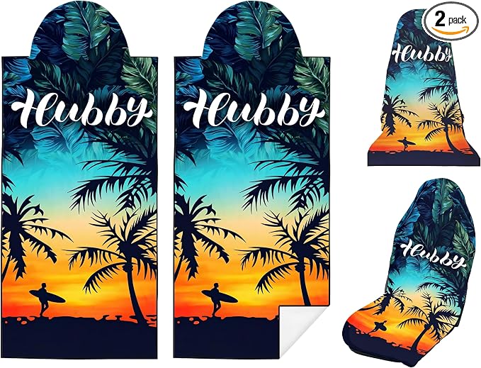 2 Pack Car Seat Towel Covers, Sweat-Proof Microfiber Seat Protectors for Gym, Running, Beach & Workout, Breathable Quick-Dry, Machine Washable, Tropical Palm Sky Print, Universal Fit