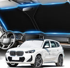 Universal 300T Car Windshield Sun Shade, Foldable Reflective for Windshield & Window Shades with Overlapping Design, Car Interior Accessories (64.5" L x 33" W)