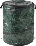 Collapsible Trash Can - Pop Up 44-Gallon Outdoor Portable Garbage Bag Holder with Zippered Lid - Recycle Bin for Camping or Parties by (Green)