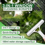 3 in 1 Window Cleaning Scraper, Window Squeegee with Sprayer, Window Cleaning Scraper for Windows, Walls, Car Windshields, Bathrooms, Kitchens, All-Purpose Window Cleaner Tool (Yellow)