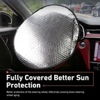 WZP Car Steering Wheel Sun Shade Cover, Aluminum Foil Sun Block Anti-Heat Steering Wheel Cover, Sliver Heat Shield for SUV Truck Van (18.11 x 18.11Inch)