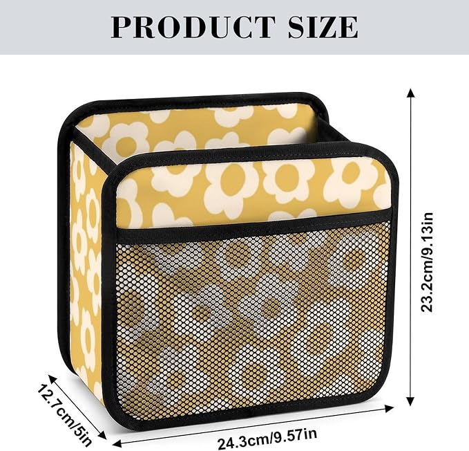Car Backseat Organizer - Cute Aesthetic Car Storage Bin with Mesh Pocket & Reinforced Base - Universal Fit Hanging Seat Back Accessories for Women (Yellow)