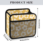 Car Backseat Organizer - Cute Aesthetic Car Storage Bin with Mesh Pocket & Reinforced Base - Universal Fit Hanging Seat Back Accessories for Women (Yellow)