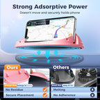 Car Phone Holder, Car Phone Mount Silicone Car Pad Mat for Various Dashboards, Slip Free Phone Stand Compatible with iPhone, Samsung, Pink