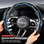 Universal Steering Wheel Cover,Carbon Fiber,3pcs Set(Black) | Clip-On Segmented Fit;Carbon Fiber Look;Fits Most 14-16 in Round or D-Shaped Wheels;Easy Wipe Clean;Non Slip;4 Colors
