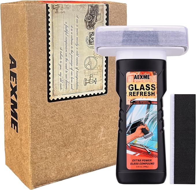 Windshield Oil Film Remover, Car Glass Cleaner Tool for Windshield & Windows, Remove Water Spots, Rain Marks, Haze & Grime, Anti Glare Streak Free Auto Window Cleaner, Improve Night Driving Visibility