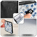 Car Trash Can Organizer Bin with Adjustable Strap for Back Front Seat Console Waterproof Leakproof Collapsible Portable 8.66 Inch Chinese Blue White Cornflower