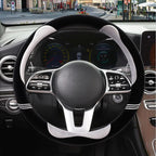 Furry Cute Soft Steering Wheel Cover 14 inch Black with Gray | Fluffy Short Plush Car Accessories, Non-Slip Cold-Proof Sweat-Proof Colorfast, Small 13.5 inch to 14 inch