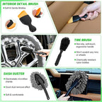 37PCS Car Detailing Kit Auto Cleaning Tools Wash Set with Storage Carry Bag Home Use for Interior Exterior Deep Clean Car Care Windshield Dashboard Seat Air Vents Wheels Tires, Green