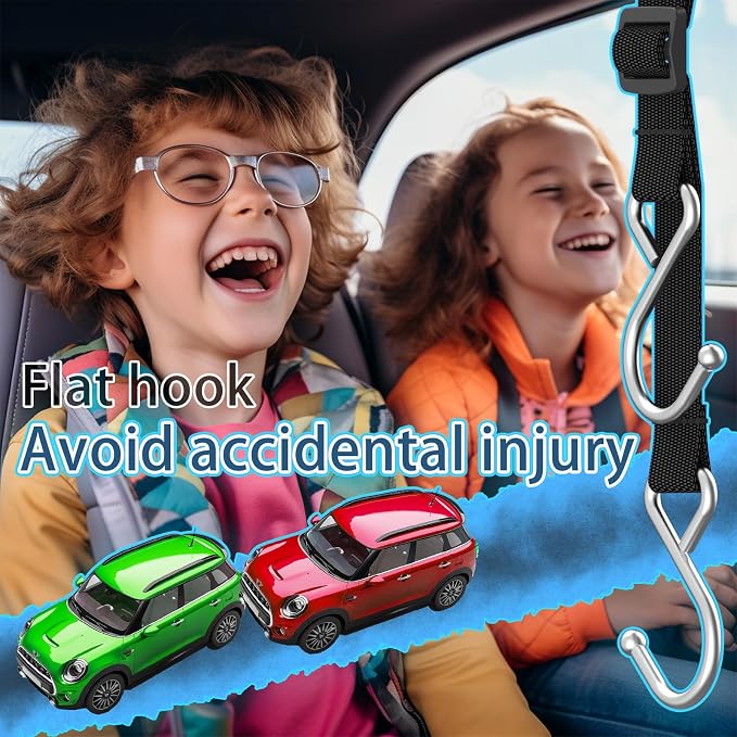 Car Seat Headrest Hooks, 2 Packs | S-Shaped Heavy-Duty Metal Hooks, Headrest Hooks, Safe and Anti Robbery