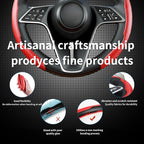 3Pcs Carbon Fiber Steering Wheel Cover Universal Fit 99% Cars | Non-slip soft grip, easy to wipe clean, quick to install, perfect for daily commutes and road trips, Red