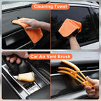 Windshield Cleaner Tool, 15Pcs Car Interior Cleaning Kit, Detailing Kit Cleaner, Detailing Brush, Cleaning Gel, Inside Cleaning Supplies Accessories for Trucks, SUVs, RVs Window