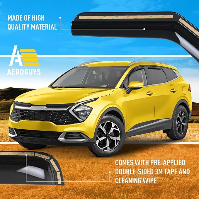 Extra Durable Window Deflectors in-Channel Window Visors Rain Guards Fit for Kia Sportage 2023-2026, Sun Visors, Wind Vent for Shades, Exterior Car Accessories - 4 pcs. AG0860