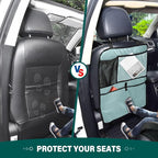 Teal Car Seat Organizer for Kids Backseat Kick Mat with Adjustable Strap Back Seat Protector for Vehicle SUV Car 2 Pcs