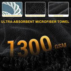 4-Pack 1300GSM Microfiber Car Drying Towels + 700GSM Chamois | Ultra Absorbent Twisted Loop, Streak-Free, Scratch-Free, Lint-Free, Lightweight, Easy to Handle