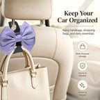 2 Pack Car Purse Hooks, Cute Bow Car Seat Headrest Hook Hanger for Purses and Bags, Space-Saving Car Accessory (Light purple)