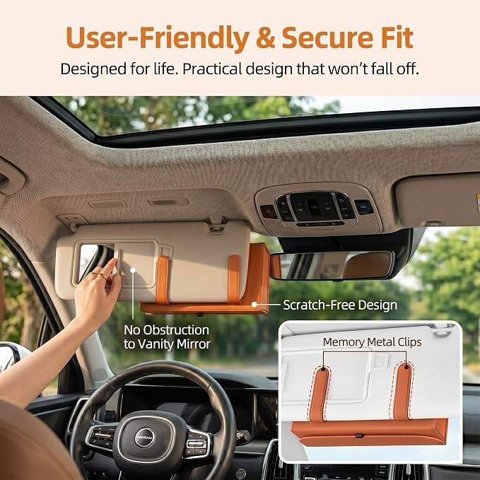 Magnetic Foldable Car Tissue Box - Easy-Install Tissue Holder for Sun Visors and Seat Backs,Premium Leather Car Napkin Organizer—Designed for Commuters,Rideshare Drivers and Families(Orange)