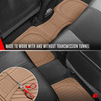 FlexTough LITE Rubber Car Mats Full Set - All Weather Floor Mats for Trucks, Cars & SUVs - Automotive Waterproof Beige Car Floor Mats for Cars Interior Accessories Universal Trim-to-Fit