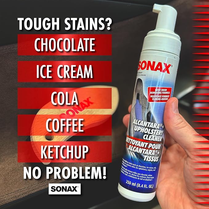 Upholstery & Alcantara Cleaner Foam | Interior Cleaner for Synthetic Suede, Fabric Seats, Carpet, Door Panels, Headliners & Trim | Removes Dirt, Oils, Stains & Grime Build-Up | 8.45 oz | 250 ml
