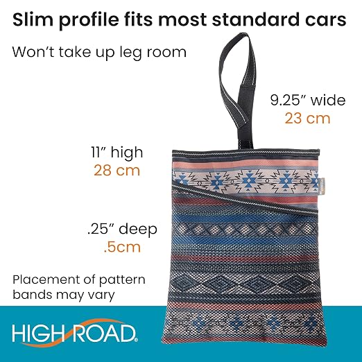 Hanging Car Trash Bag with Waterproof Leakproof Liner, Storage Pocket and Adjustable Strap to Hang in the Front or Back Seat - Southwest