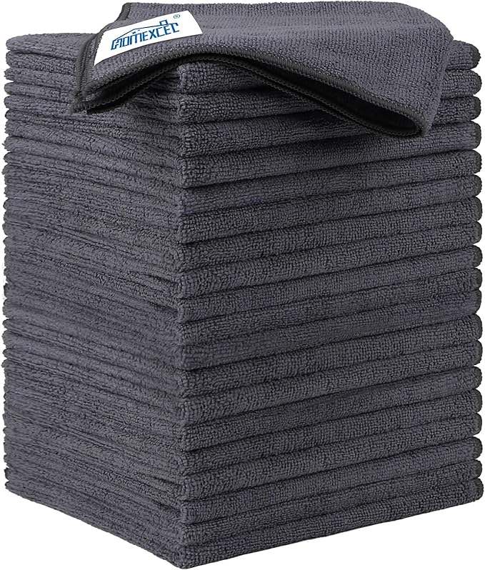 Grey Microfiber Cleaning Cloth 20 Pack 11.5 x 11.5 inch Microfiber Towels for Cars Ultra Absorbent Car Washing Cloth Lint Free Streak Free Cleaning Rags for Car Kitchen Window