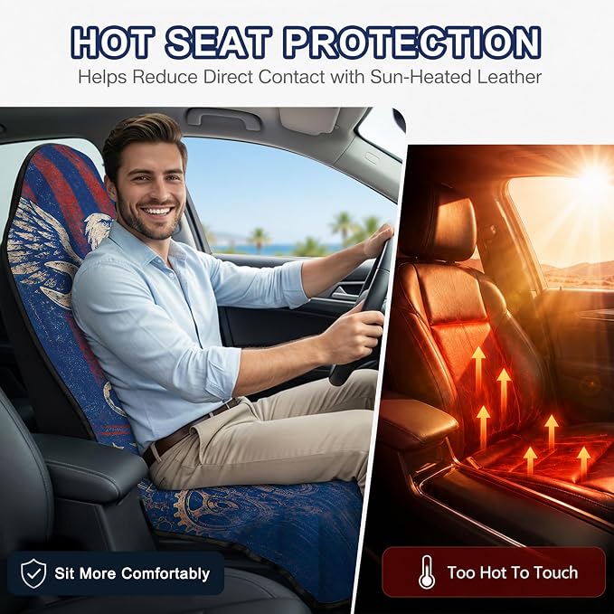 Car Seat Towel Cover for Front Seats, 1Pc Sweat Absorbent Car Seat Protector with Non-Slip Backing, Waterproof Towel Car Seat Covers for Runners, Gym, Swimming, Beach, Pets, Eagle Gear